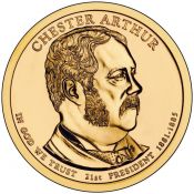 1 доллар - 21-й Президент - Честер Артур, США, 2012 год
