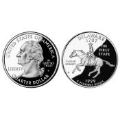 25 центов - Штат № 1 Делавэр, США, 1999 год