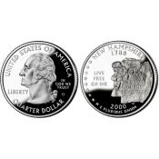 25 центов - Штат № 9 Нью-Гэмпшир, США, 2000 год