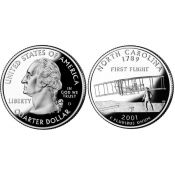 25 центов - Штат № 12 Северная Каролина, США, 2001 год