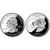 25 центов - Штат № 19 Индиана, США, 2002 год