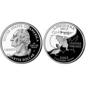 25 центов - Штат № 18 Луизиана, США, 2002 год