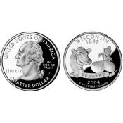 25 центов - Штат № 30 Висконсин, США, 2004 год