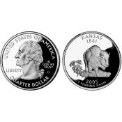 25 центов - Штат № 34 Канзас, США, 2005 год