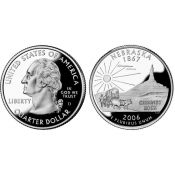 25 центов - Штат № 37 Небраска, США, 2006 год