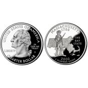 25 центов - Штат № 6 Массачусетс, США, 2000 год