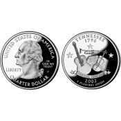 25 центов - Штат № 16 Теннесси, США, 2002 год
