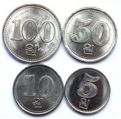 Набор монет - Корея ,2005 г, UNC, (4 монеты)