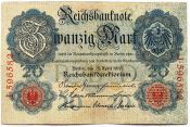 Банкнота 20 марок, Германия, 1910 год