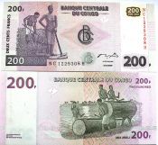 Банкнота 200 франков 2007 года - ДР Конго, UNC