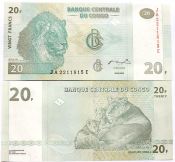 Банкнота 20 франков - Конго, 2003 года, UNC