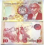 Банкнота 10 малоти - Лесото, 1990 год, UNC