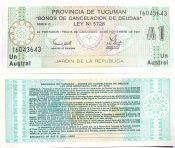Банкнота 1 аустраль 1991 года - Тукуман, провинция Аргентины, UNC