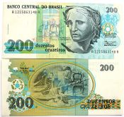 Банкнота 200 крузейро 1989 года - Бразилия, UNC