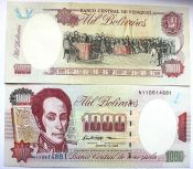 Банкнота 1000 боливир - Венесуэла, 1998 года, UNC