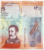 Банкнота 5 боливар - Венесуэла, 2007 год, UNC