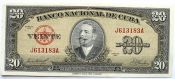 Банкнота 20 песо - Куба, 1958 год, UNC