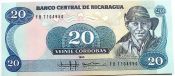 Банкнота 20 кордоб - Никарагуа, 1985 год, UNC