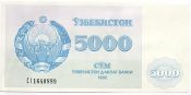 Банкнота 5000 сум - Узбекистан, 1992 год, UNC