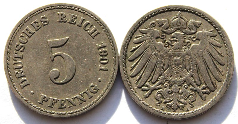 5 пфеннигов, Германская империя, 1901 год