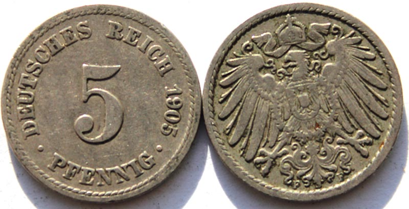 5 пфеннигов, Германская империя, 1905 год