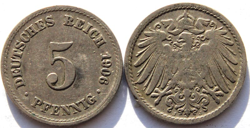5 пфеннигов, Германская империя, 1906 год