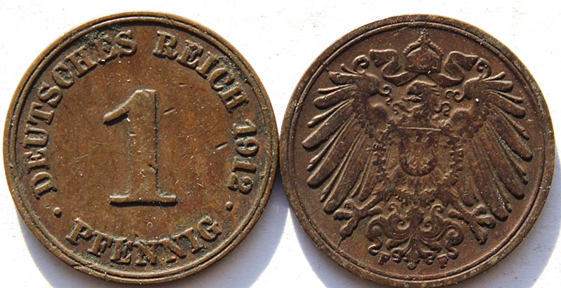 1 пфенниг, Германская империя, 1912 год