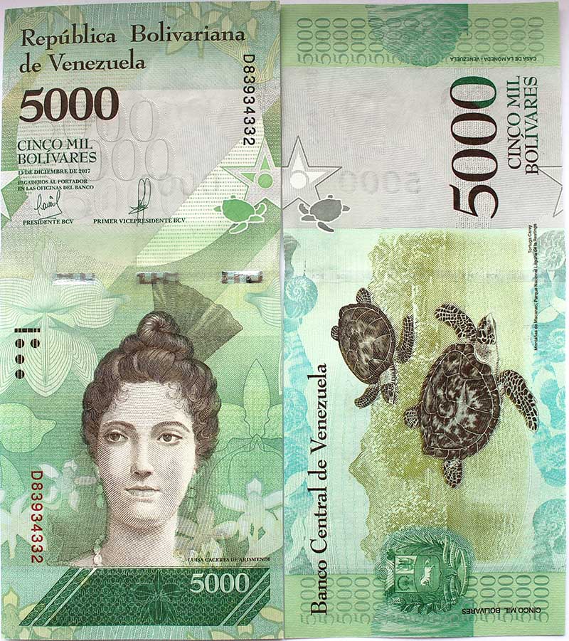 Банкнота 5000 боливар - Венесуэла, 2017 год
