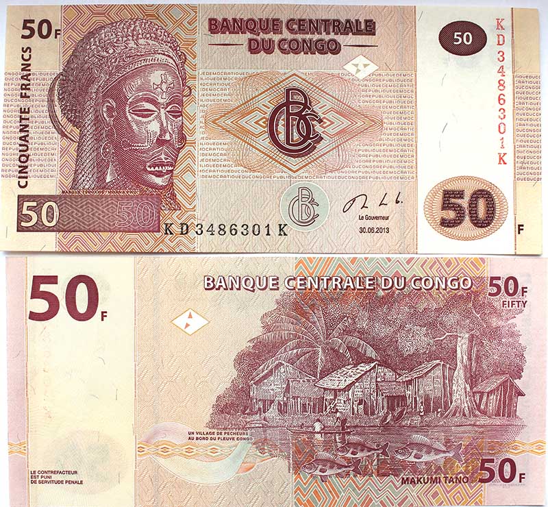 Банкнота 50 франков - Конго, 2013 год