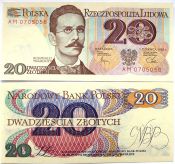 Банкнота 20 злотых - Польша, 1982 год