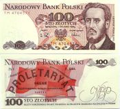 Банкнота 100 злотых -Польша, 1988 год