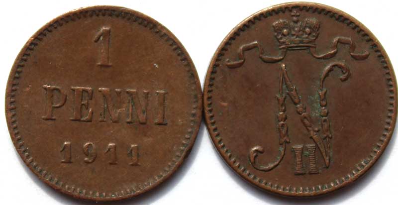 1 пенни - Русская Финляндия, 1911 год