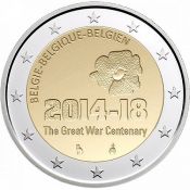 2 евро - 100 лет началу Первой Мировой войны, Бельгия, 2014 год, UNC