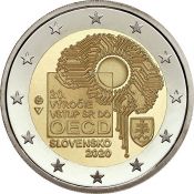 2 евро - 20 лет вступлению Словакии в ОЭСР, Словакия, 2020 год, UNC