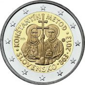 2 евро - 1150 лет миссии Кирилла и Мефодия в Великой Моравии, Словакия, 2013 год, UNC