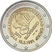 2 евро - 20 лет формирования Вишеградской группы, Словакия, 2011 год, UNC