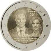 2 евро - 15 лет вступлению на престол Великого герцога Анри, Люксембург, 2015 год, UNC