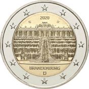 2 евро - Бранденбург, дворец Сан-Суси в Потсдаме, Германия, 2020 год, UNC