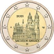 2 евро - Саксония-Анхальт, Магдебургский собор, Германия, 2021 год, UNC