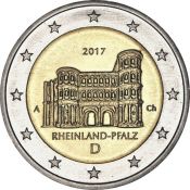 2 евро - Порта Нигра, Рейнланд-Пфальц, Германия, 2017 год, UNC