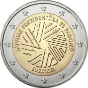 2 евро - Президентство Латвии в Совете ЕС, Латвия, 2015 год, UNC