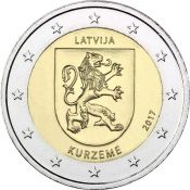 2 евро - Исторические области Латвии - Курземе, Латвия, 2017 год, UNC