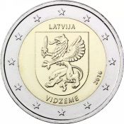 2 евро - Исторические области Латвии - Видземе, Латвия, 2016 год, UNC