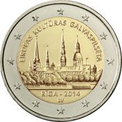 2 евро - Рига - культурная столица Европы 2014, Латвия, 2014 год, UNC