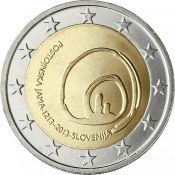 2 евро - 800 лет открытию пещеры Постойнска-Яма, Словения, 2013 год, UNC
