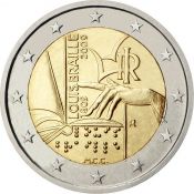 2 евро - 200 лет со дня рождения Луи Брайля, Италия, 2009 год, UNC