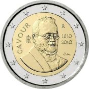 2 евро - 200 лет со дня рождения Камилло Бенсо ди Кавура, Италия, 2010 год, UNC