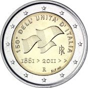 2 евро - 150 лет Рисорджименто, Италия, 2011 год, UNC
