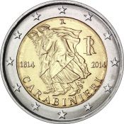 2 евро - 200 лет со дня основания Карабинеров, Италия, 2014 год, UNC