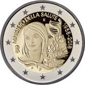 2 евро - 60 лет основанию Министерства здравоохранения, Италия, 2018 год, UNC